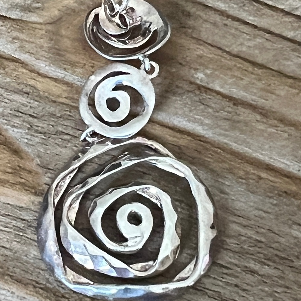 Vintage Sterling Silver 925 Thailand Swirl Spiral Dangle Earrings - Picture 4 of 4